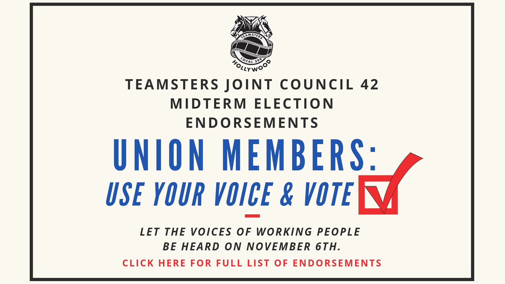 Union Members, Use Your Voice & Vote! Teamsters Joint Council 42 ...